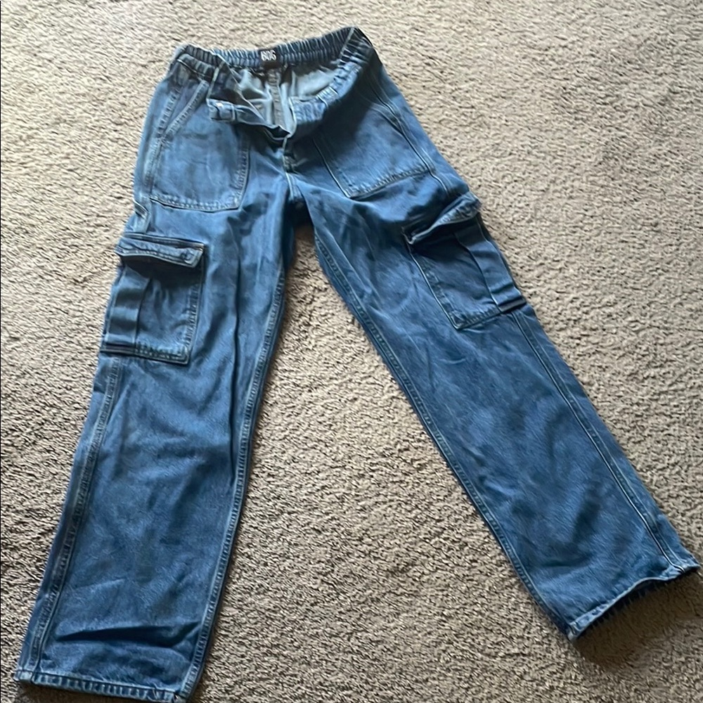 Womens blue cargo jeans